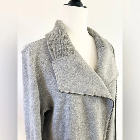 Anthropologie Grey Zip-up Motorcycle Style Sweater - size Medium - Picture 4 of 9